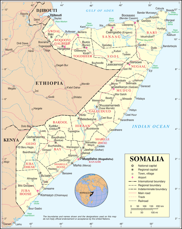 Kaart van Somalië