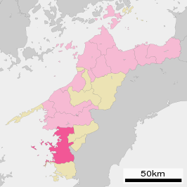 Situering van Uwajima in de prefectuur Ehime
