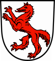 Stadt Vohburg a.d.Donau In Silber ein steigender roter Fuchs.
