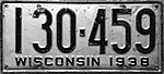 Номерной знак Висконсина 1938 года. JPG