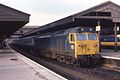 50 046 (D446) mit Reisezug im Bahnhof Exeter St Davids (März 1982)