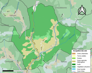 Carte en couleurs présentant l'occupation des sols.