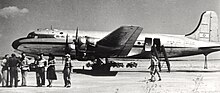 A Douglas DC-4 owned and operated by El Al - the flag carrier of Israel - in 1948 4X-ACA - Ekron Air Base ca 27-09-1948.jpg