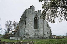 Ruins of Alvastra Abbey in Odeshog. Various ruined medieval Catholic monasteries such as this one stand as testimonies of the appropriation of Catholic properties by the Swedish state during the Protestant Reformation. Alvastra kloster - KMB - 16000300037888.jpg