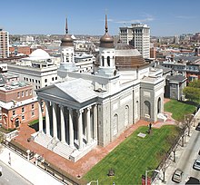 Aerial view of the Baltimore Basilica