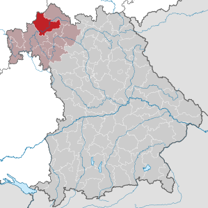 Beliggenheden af Landkreis Bad Kissingen i Bayern (klikbart kort)