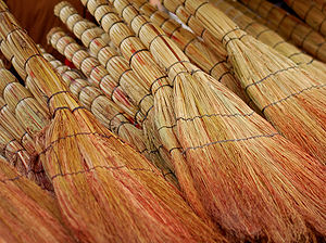 Brooms for sale in a Tbilisi market.