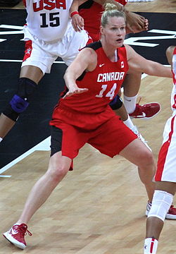 Обри в игре за сборную Канады в 1/4 финала Олимпийского турнира в Лондоне против сборной США (7 августа 2012 года)