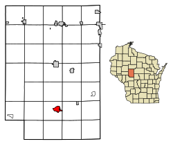 Location of Neillsville in Clark County, Wisconsin.