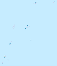 Mapa konturowa San Andrés i Providencia, blisko lewej krawiędzi na dole znajduje się punkt z opisem „San Andrés”