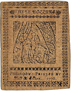 Continental Currency $3 banknote reverse (November 2, 1776).jpg