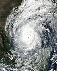 A satellite image of Hurricane Delta over the Gulf of Mexico on October 8, 2020.