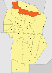 Location o Tulumba Depairtment in Córdoba Province