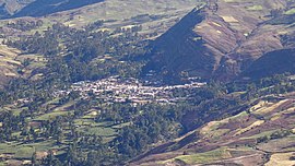 Vista de Llamellín desde la cumbre del cerro Yarcán