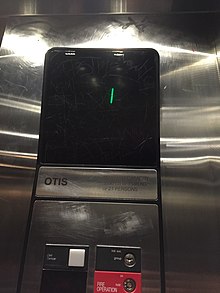 An elevator position indicator with scratch graffiti Elevator graffiti.jpg