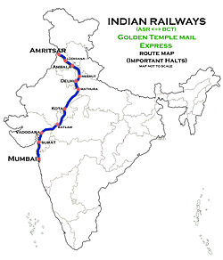 Golden Temple Mail Express (Amritsar - Mumbai) Route map.jpg