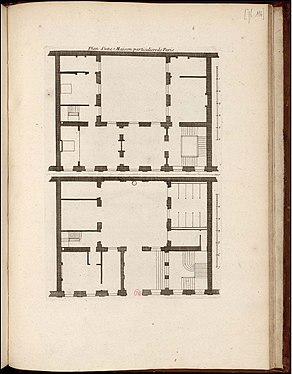 Plan of the main floor (above) and the ground floor (below)