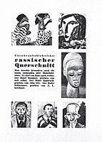 «Et meget avslørende rasemessig tverrsnitt» med selvportrett av Wilhelm Morgner, portrett av Franz Radziwill malt av Otto Dix og Oskar Schlemmer malt av Ernst Ludwig Kirchner (de tre nederste bildene).
