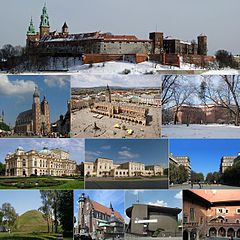 Wawel, Kościół Mariacki, Rynek Główny, Barbakan, Teatr Słowackiego, Kraków Główny, Aleja Róż w Nowej Hucie, Kopiec Piłsudskiego, Bazylika Bożego Ciała, Arka Pana, Collegium Maius