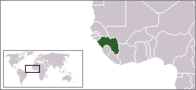 نقشه‌ای نشان‌دهنده جایگاه گینه در نقشه