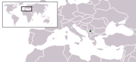 A map showing the location of Kosovo