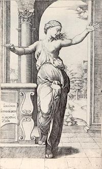 Lucretia, engraved by Raimondi after a design by Raphael.