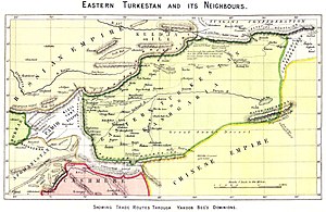 Политическая карта Восточного Туркестана в 1870-х