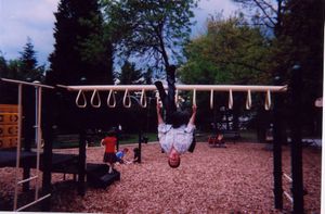 Hanging from monkey bars