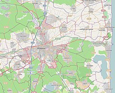 Mapa konturowa Perpignan, blisko centrum na lewo znajduje się punkt z opisem „Gare de Perpignan”