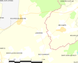 Mapa obce Lanhères