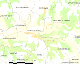 Mapa obce Cordes-sur-Ciel