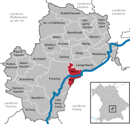 Läget för Marzling i Landkreis Freising