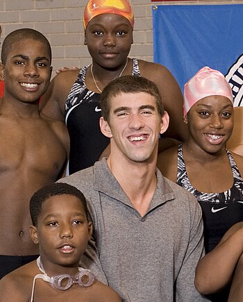 English: Michael Phelps with im program partic...
