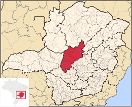 Ligging van de Braziliaanse mesoregio Central Mineira in Minas Gerais