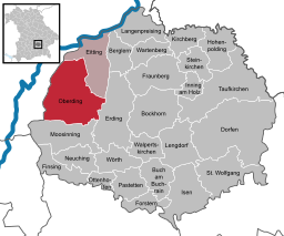 Läget för Oberding i Landkreis Erding