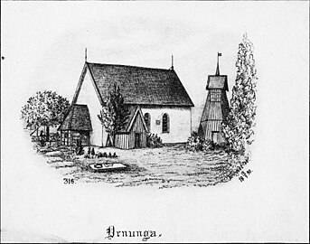 Kyrkan på teckning 1890.