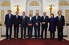 P5+1 Ministers and Iranian Foreign Minister Zarif in Vienna, Austria, 24 November 2014. P5+1 Ministers With Iranian Foreign Minister Zarif in Vienna.jpg