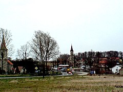 Widok wsi z kościołami
