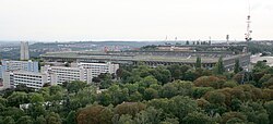 Strahov Stadium as seen from Petřín lookout tower