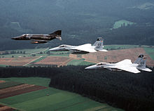 A German RF-4E with two USAF F-15As of the 58th TFS, in 1982. RF-4E AG51 F-15As 33TFW 1982.JPEG
