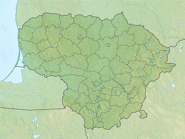 Carte en relief de la Lituanie.