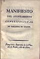 "Manifiesto del ayuntamiento constitucional de Tarazona de Aragón" (1822)