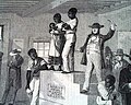 یک حراج معمولی برده قرن نوزدهم در جنوب ایالات متحده.