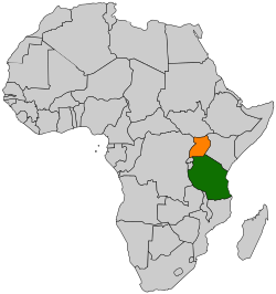 Карта с указанием местоположения Танзании и Уганды