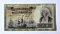 1938-as kibocsátású 20 guldenes bankjegy Emma holland királyné portréjával.