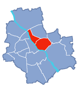 Location of Praga-Północ and Praga-Południe within Warsaw