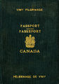 Pasaporte especial expedido para los canadienses que viajaron a Francia en 1936 para la inauguración del Memorial canadiense de Vimy.[21]​