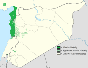 Map showing the distribution (2012) of Alawites in the Northern Levant. Alawite Distribution in the Levant.png