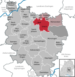 Elhelyezkedése Baden-Württemberg térképén