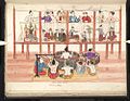 میانمار puppet theatre with musicians in foreground. 19th century watercolour